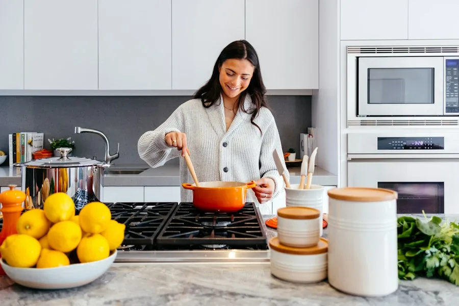 Modern kitchen with repaired smart appliances